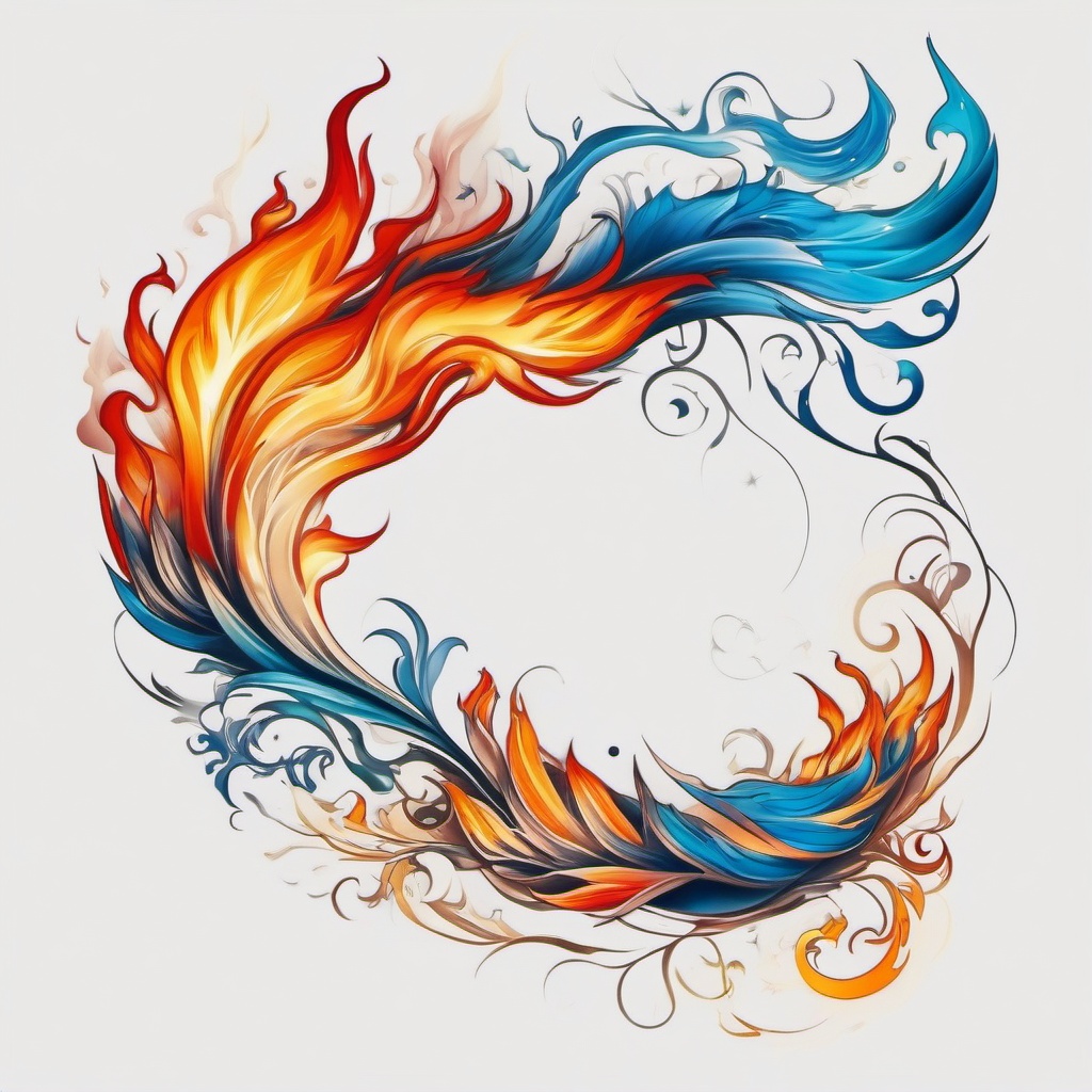 air and fire tattoo  simple color tattoo,white background