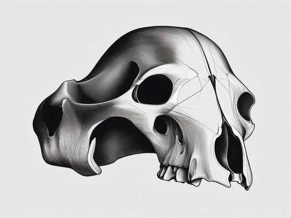 drawing of cat skull  minimal rough sketch scribbles,doodles,black and white