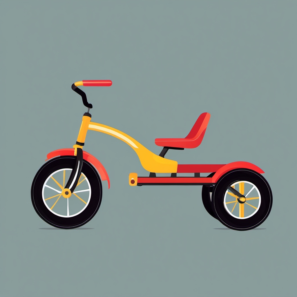 Tricycle Bike Clipart - A tricycle bike for young riders.  color vector clipart, minimal style