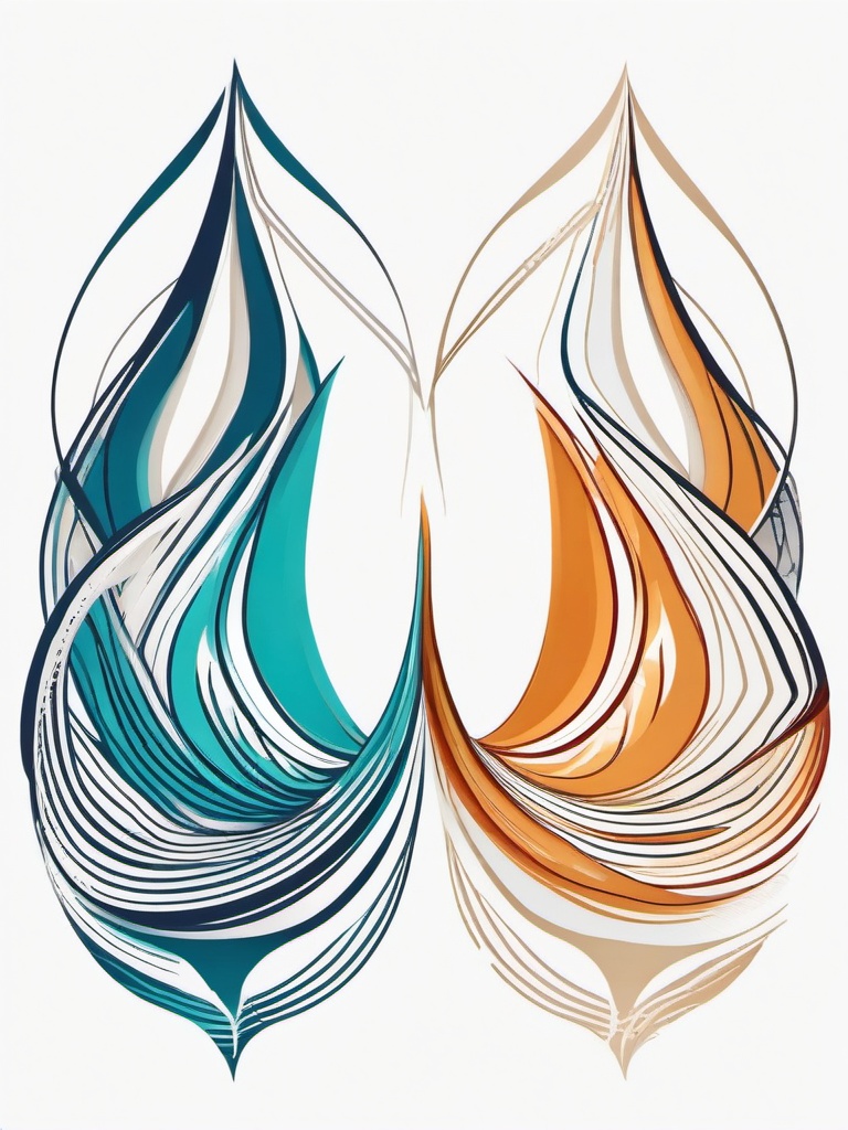 2 Waves Tattoo - Embrace symmetry and balance with a tattoo featuring two distinct waves.  simple vector color tattoo,minimal,white background