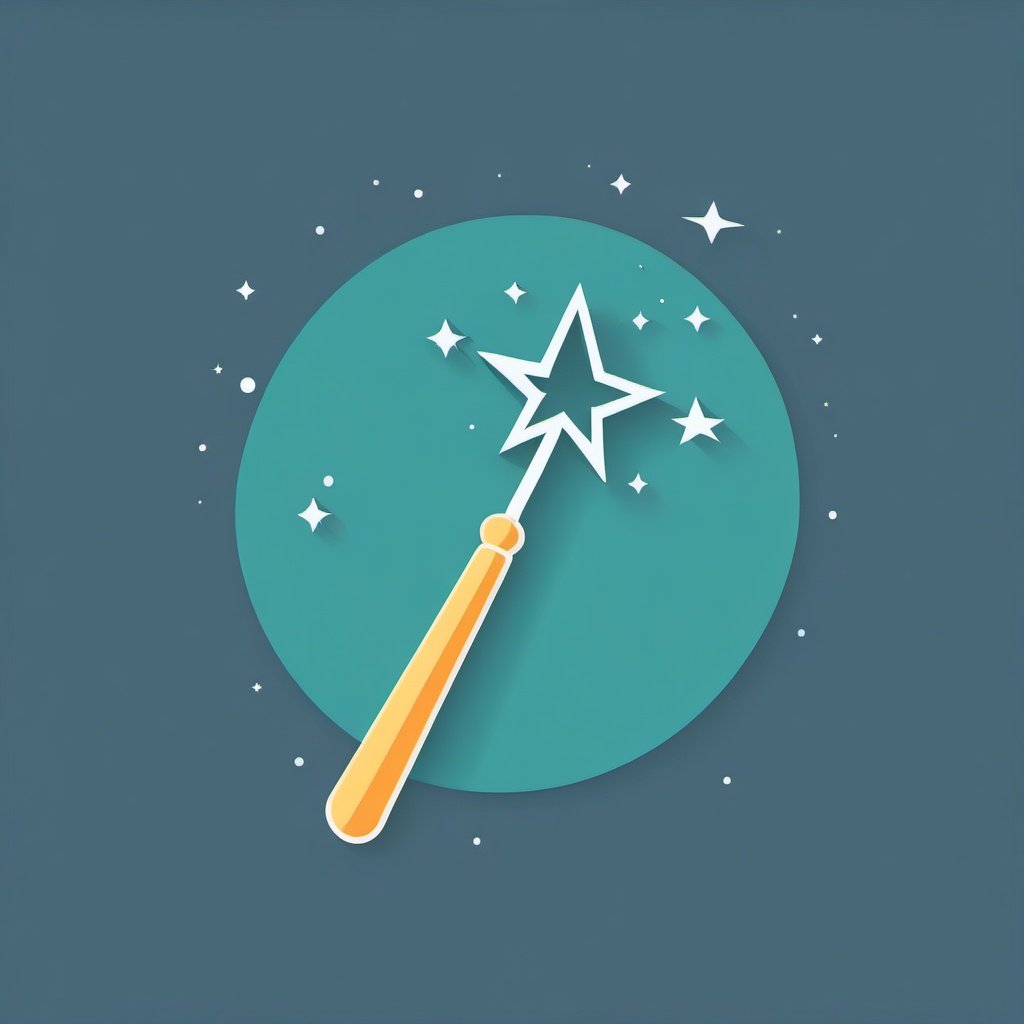 Magic Wand Icon - Magic wand icon for enchantment and magic,  color vector clipart, minimal style