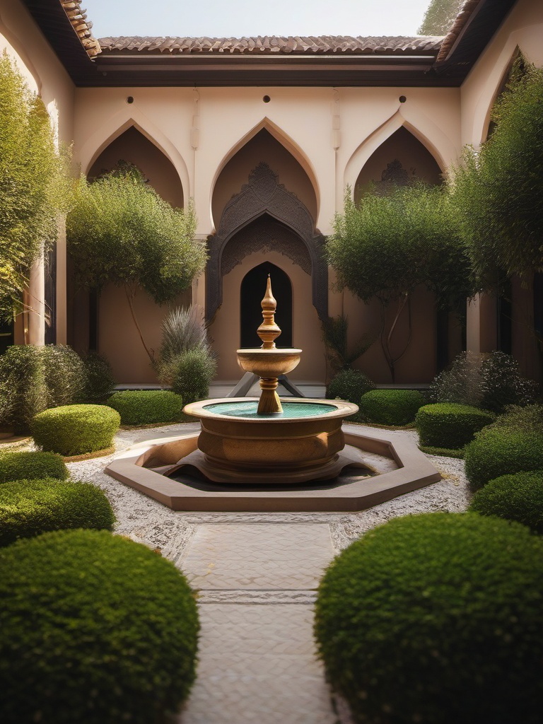 Islamic Courtyard Garden - Capture the beauty of an Islamic-inspired courtyard garden. realistic, professional photography, bokeh, natural lighting, canon lens, shot on dslr 64 megapixels sharp focus