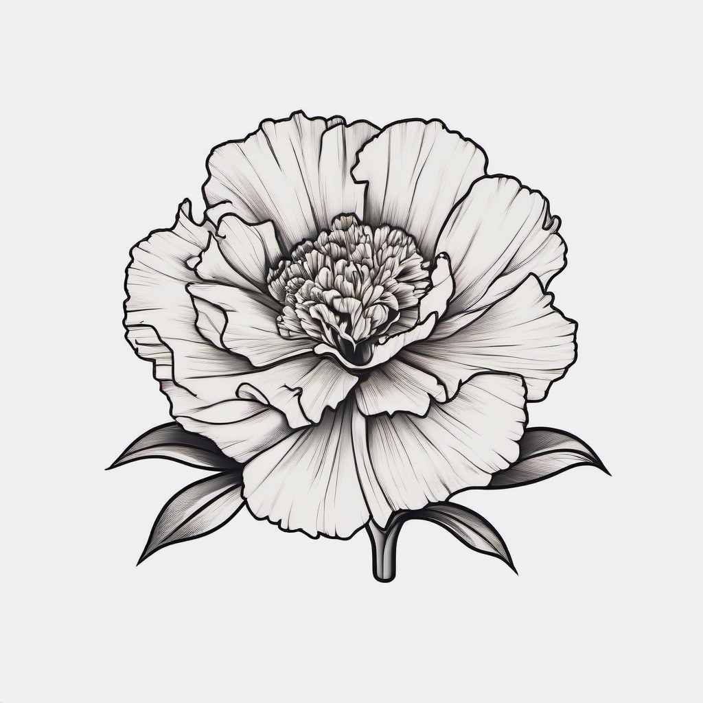 Carnation Flower Tattoo with Name,Personal touch in a carnation flower tattoo featuring a name, expressing connection to a loved one.  simple color tattoo,minimal vector art,white background