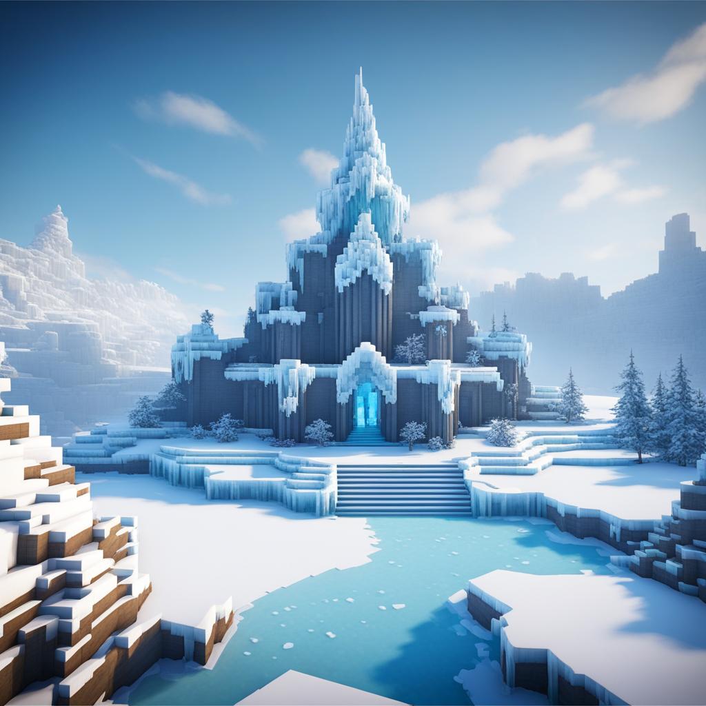 epic ice fortress guarding a frozen wasteland - minecraft house design ideas 