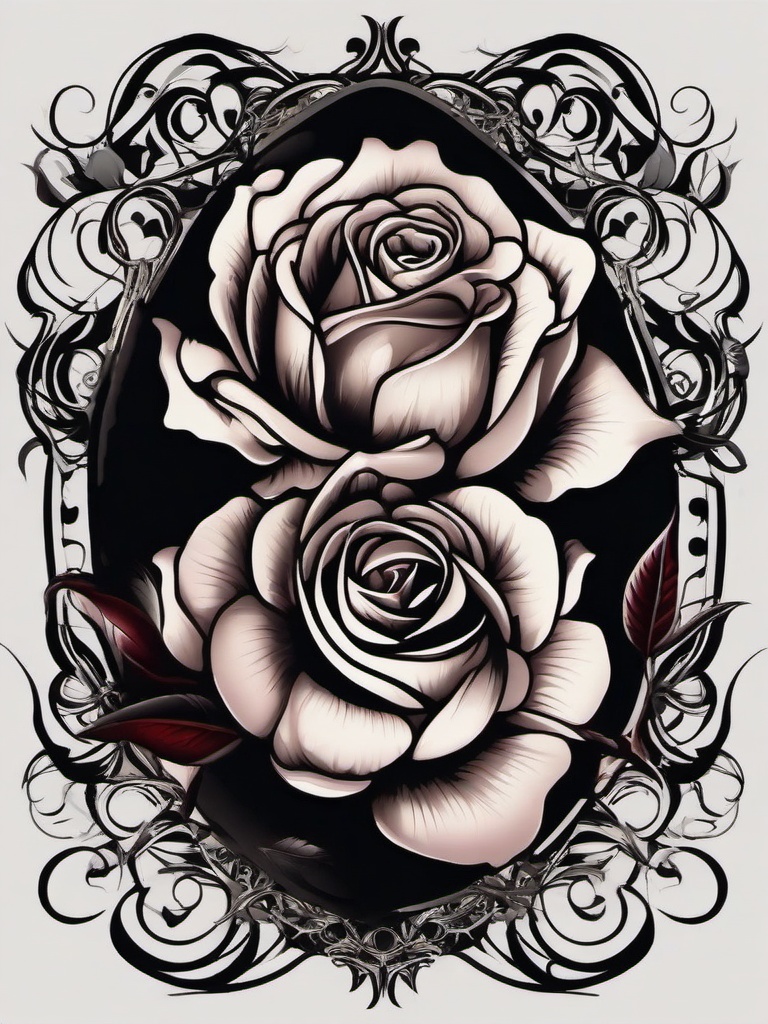 Dark Rose Tattoo-Celebration of mystery and intensity with a dark rose tattoo, symbolizing depth and unconventional beauty.  simple vector color tattoo