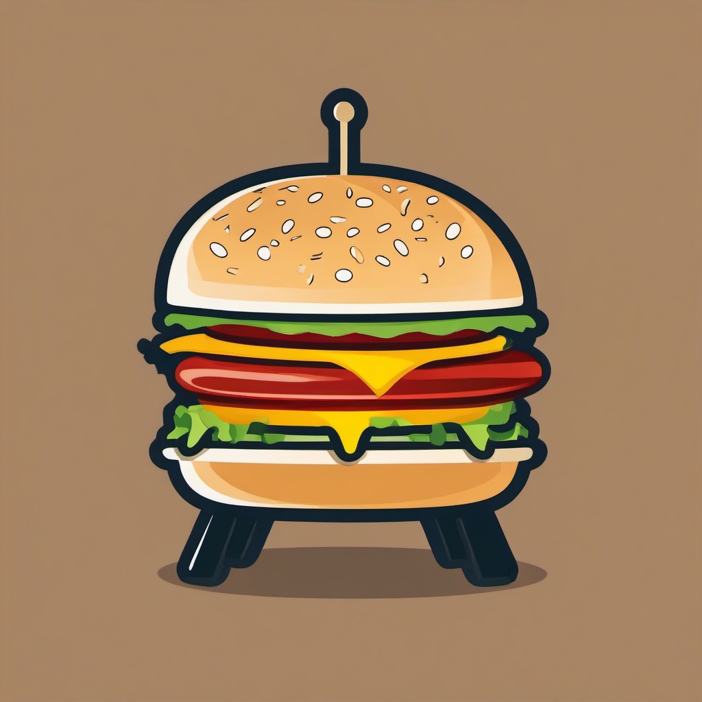 Hamburger clipart - hamburger on a grill at a summer BBQ  color,minimalist,vector clipart