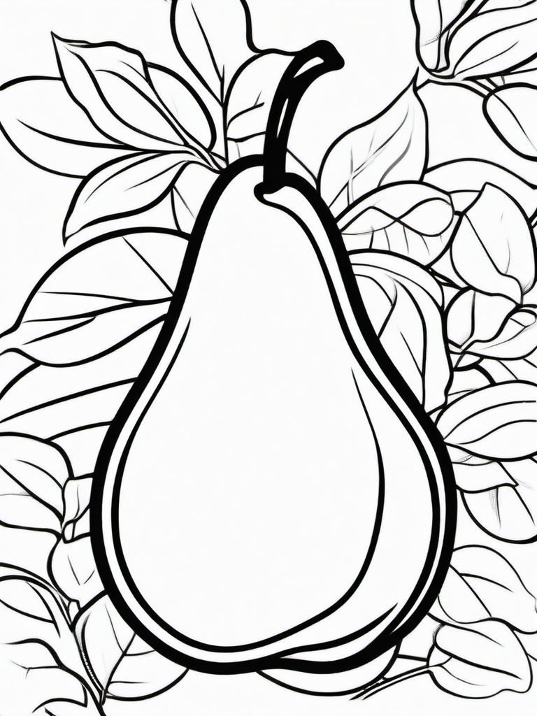 Fruit Coloring Pages - Pear with a small leaf on top  simple coloring pages