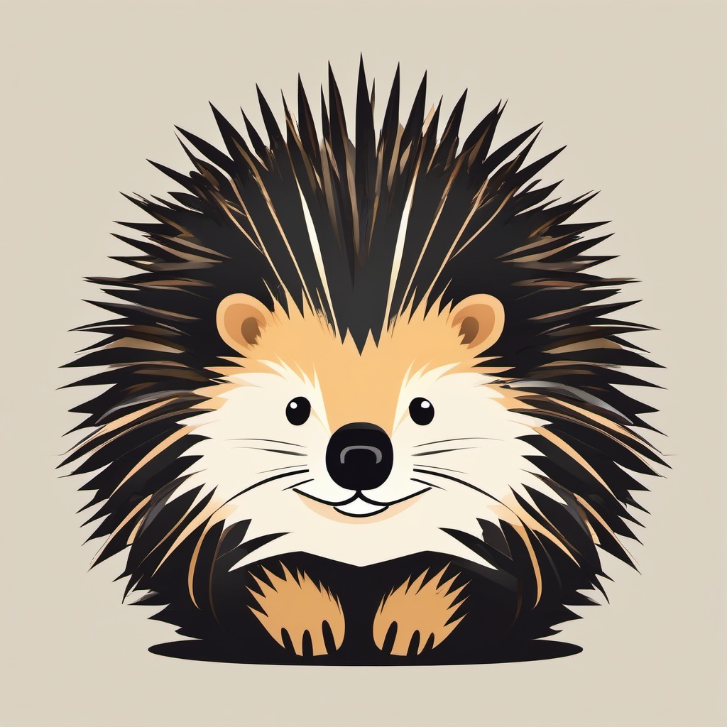 Four-Toed Hedgehog Clip Art - Four-toed hedgehog with spiky quills,  color vector clipart, minimal style