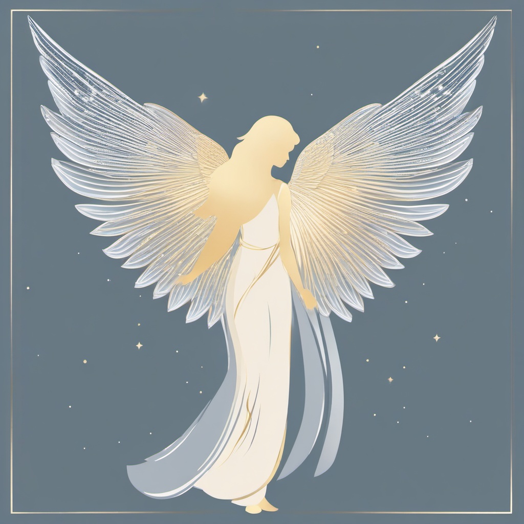 Angel clipart - angel with shimmering wings  color,minimalist,vector clipart