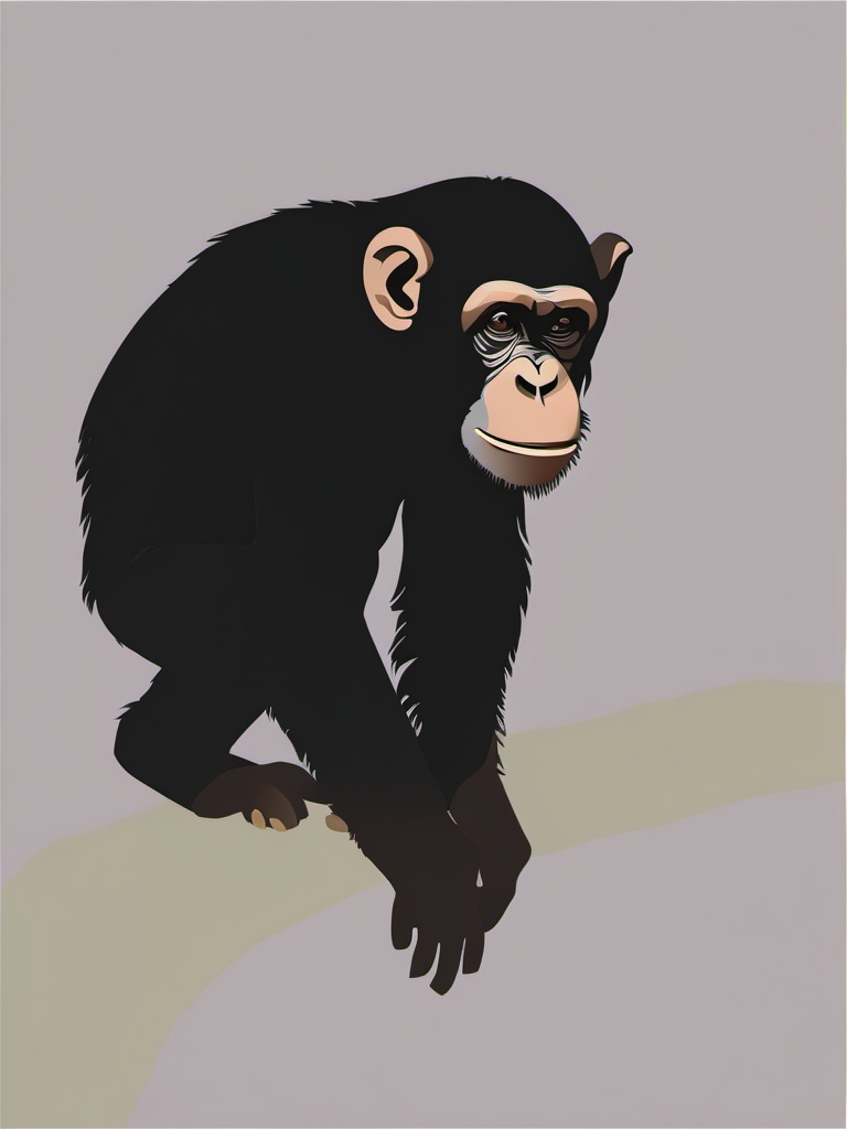 Chimpanzee clipart - Close relative of humans in the wild, ,vector color clipart,minimal