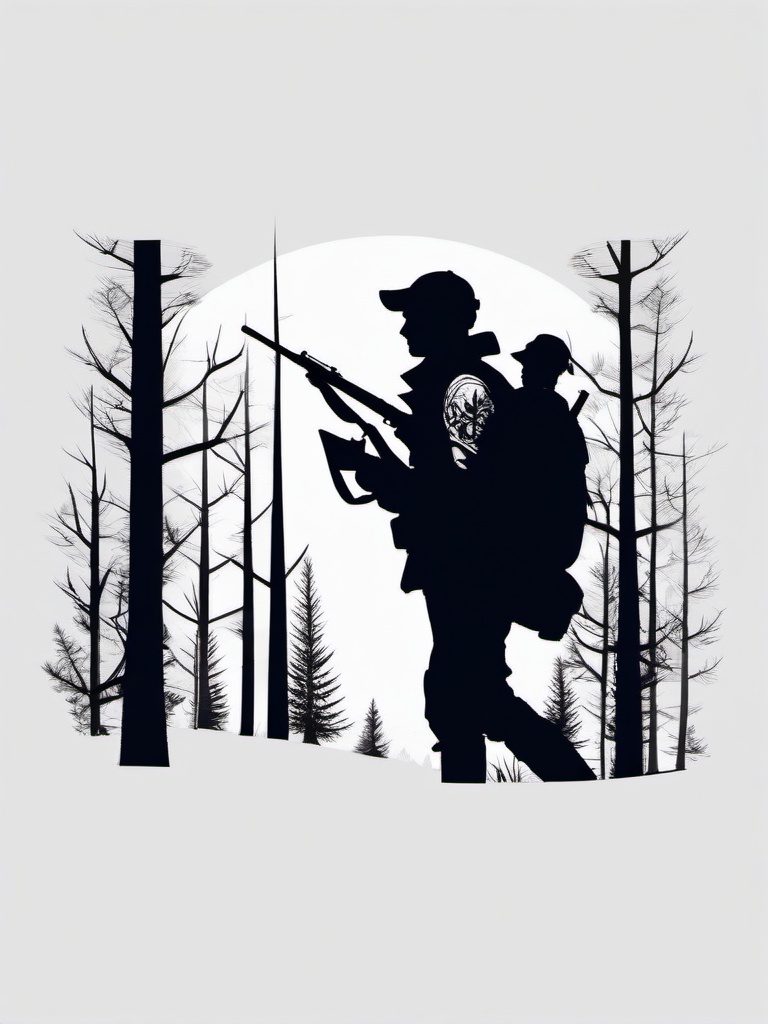 hunting silhouette tattoo  simple color tattoo,minimal,white background