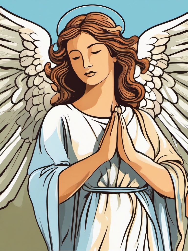 Angel clipart - angel giving a blessing to others  color,minimalist,vector clipart