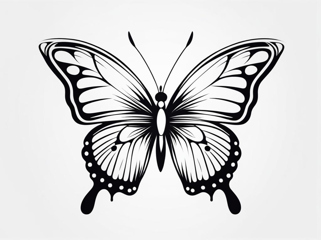 Simple butterfly tattoo,Elegant and straightforward butterfly tattoo designs. tattoo design, white background