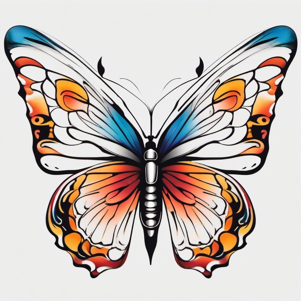 butterfly tattoo designs  simple color tattoo,white background,minimal