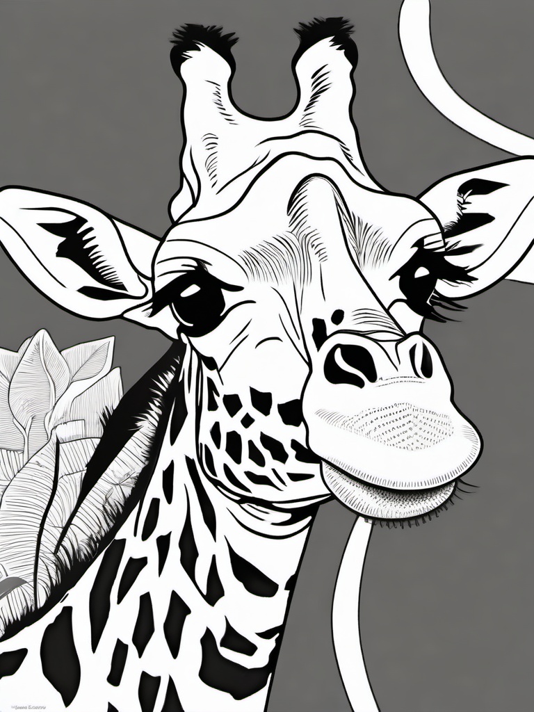 Giraffe Coloring Pages - Giraffe with a friendly expression and twinkling eyes  simple coloring pages