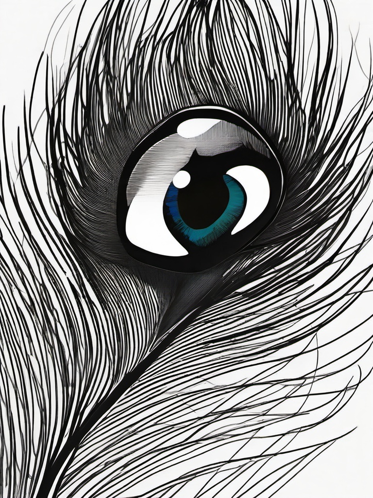 drawing of a peacock eye  minimal rough sketch scribbles,doodles,black and white