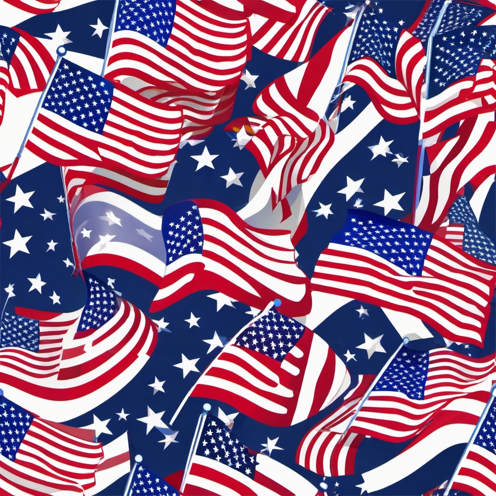 Memorial Day clipart - American flags waving in the wind  