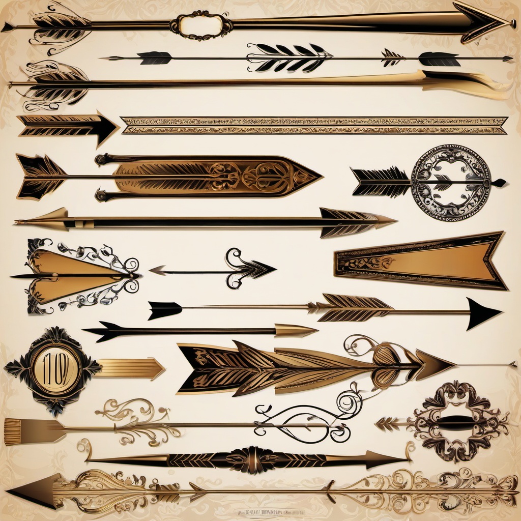 Arrow clipart - vintage-style arrow with ornate designs  