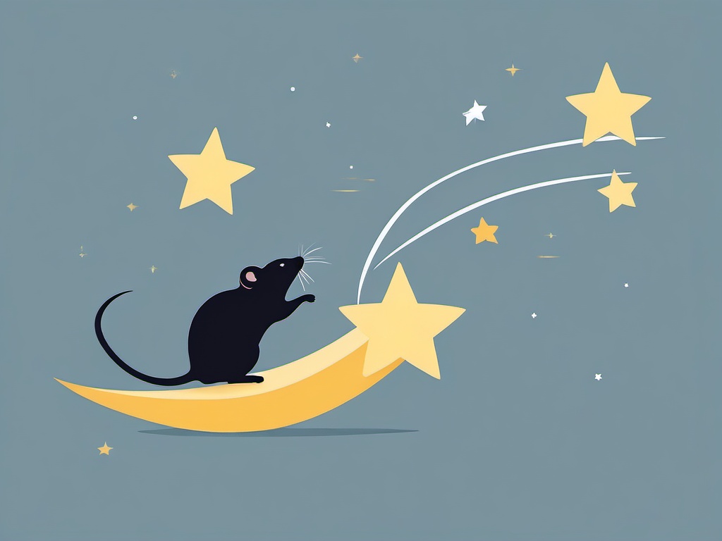 Mice clipart - mouse making a wish on a shooting star  color,minimalist,vector clipart