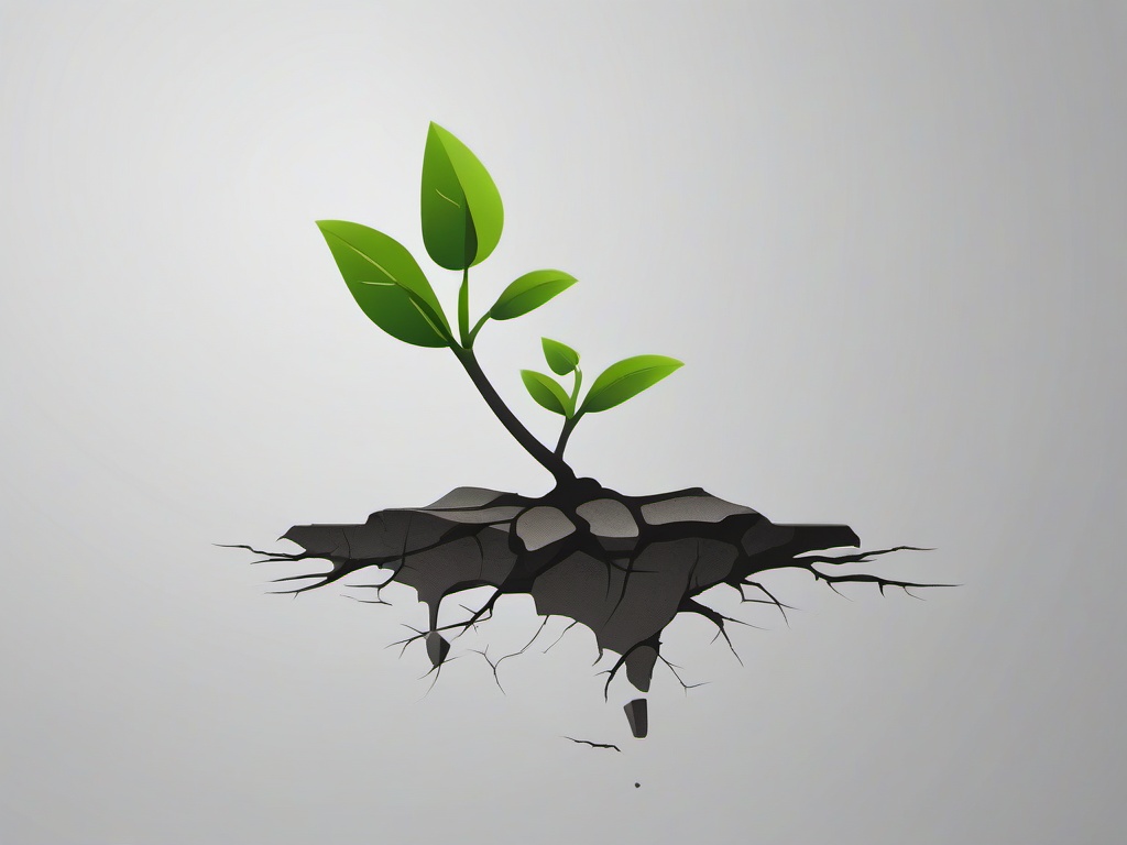 Plant clipart - plant growing through cracks in concrete  color,minimalist,vector clipart