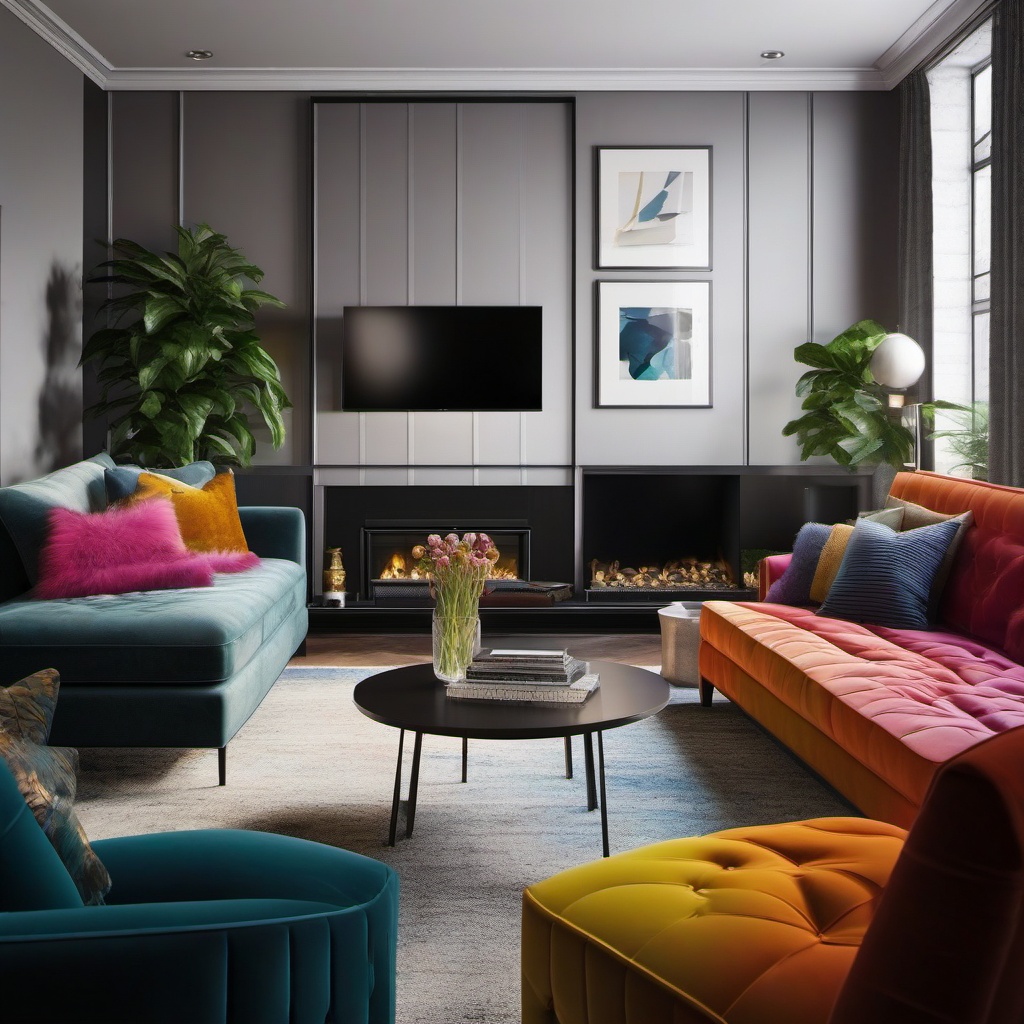 Contemporary Urban Chic - Design a sleek and urban living room with contemporary flair. , living room decor ideas, multicoloured, photo realistic, hyper detail, high resolution,