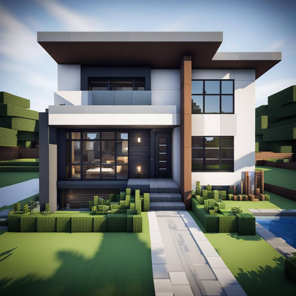 sleek and modern suburban home - minecraft house design ideas minecraft block style