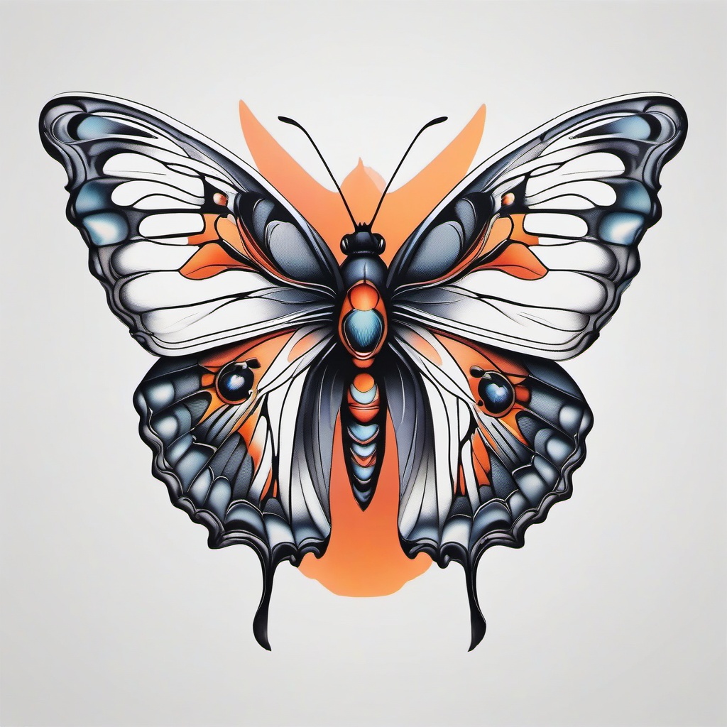 anatomical butterfly tattoo  simple color tattoo, minimal, white background