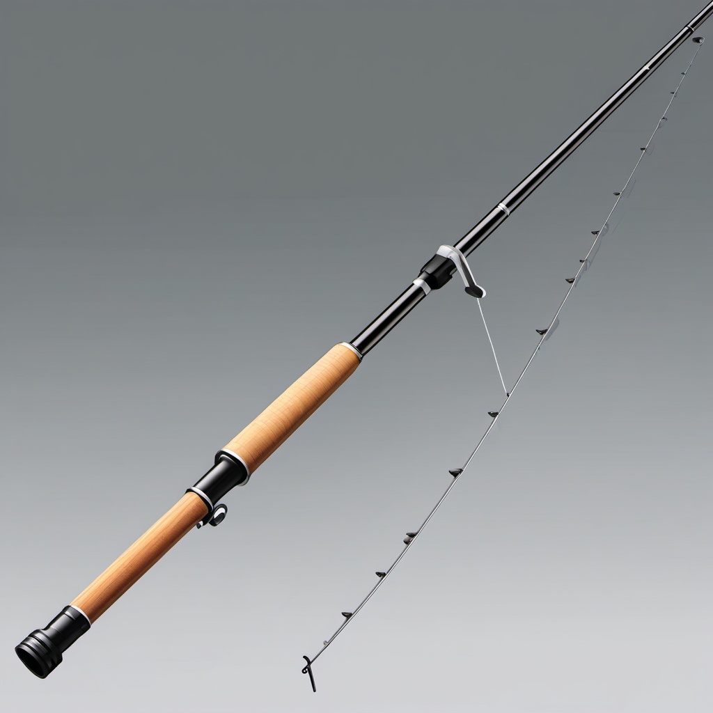 Clipart fishing rod, A detailed fishing rod ready for casting.  simple, 2d flat