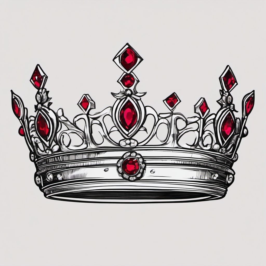 drawing of a crown with rubies  minimal rough sketch scribbles,doodles,black and white