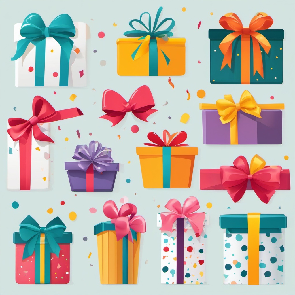 Birthday Presents clipart - Wrapped birthday presents with bows, ,vector color clipart,minimal