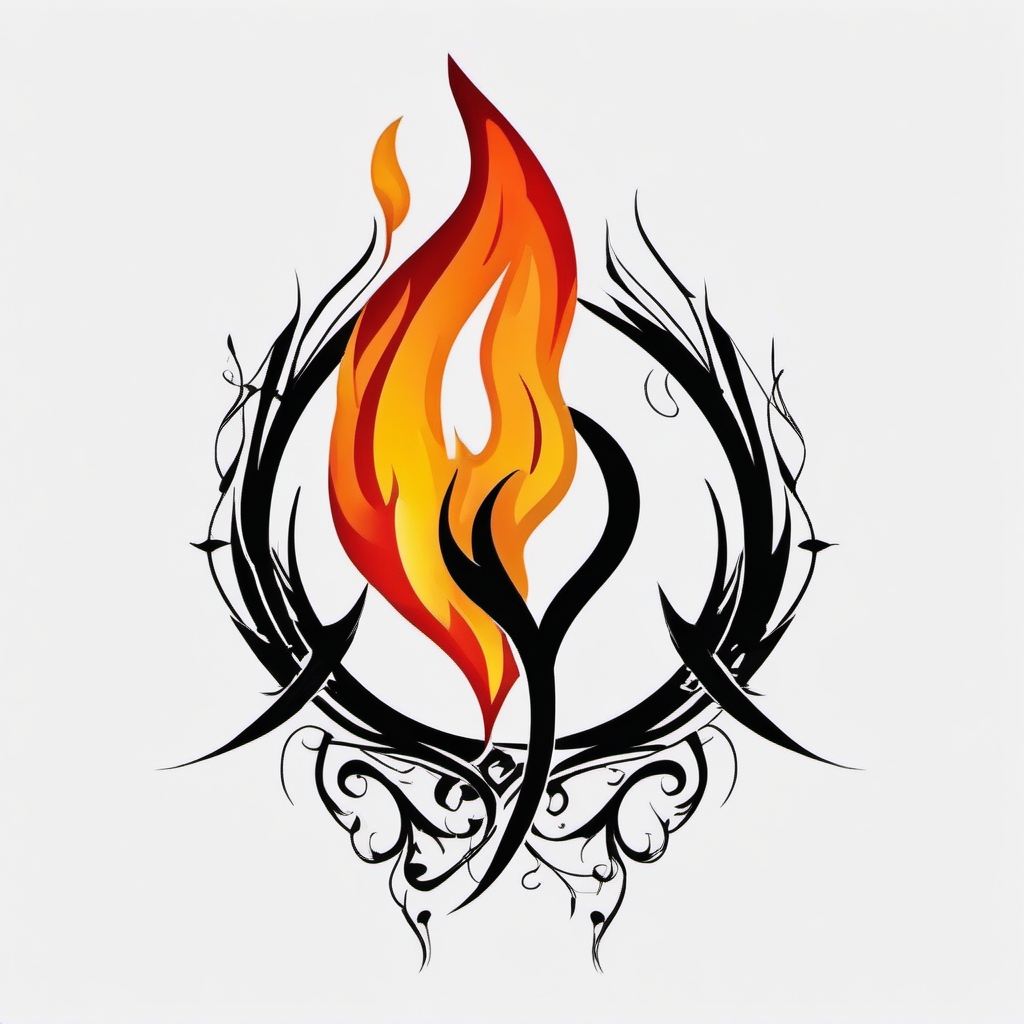 Abstract anarchy flame tattoo. Burning rebellion.  color tattoo minimalist white background