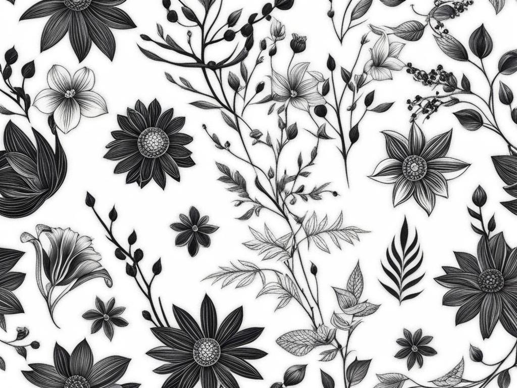 small flower tattoos black and white design 