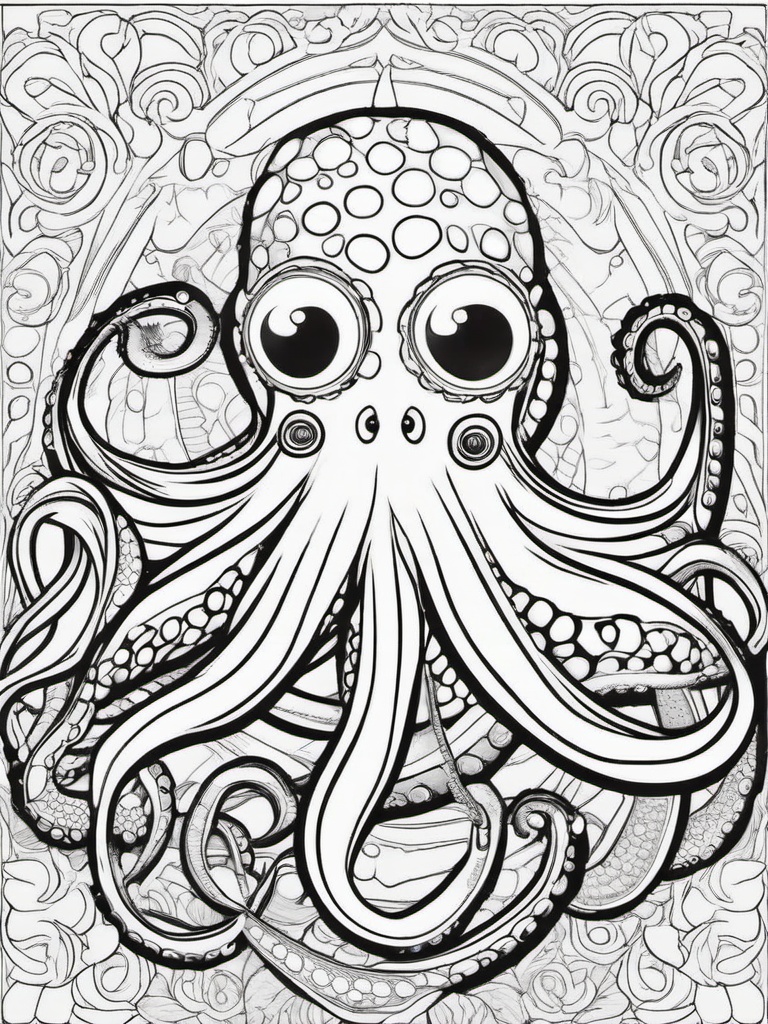 Octopus Coloring Pages - Octopus with suckers  simple coloring pages