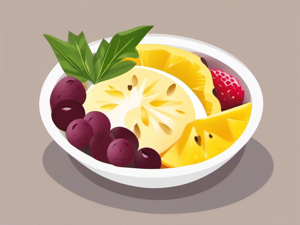 Pawpaw and Pineapple Smoothie Bowl Clipart - Pawpaw and pineapple in a smoothie bowl.  color vector clipart, minimal style