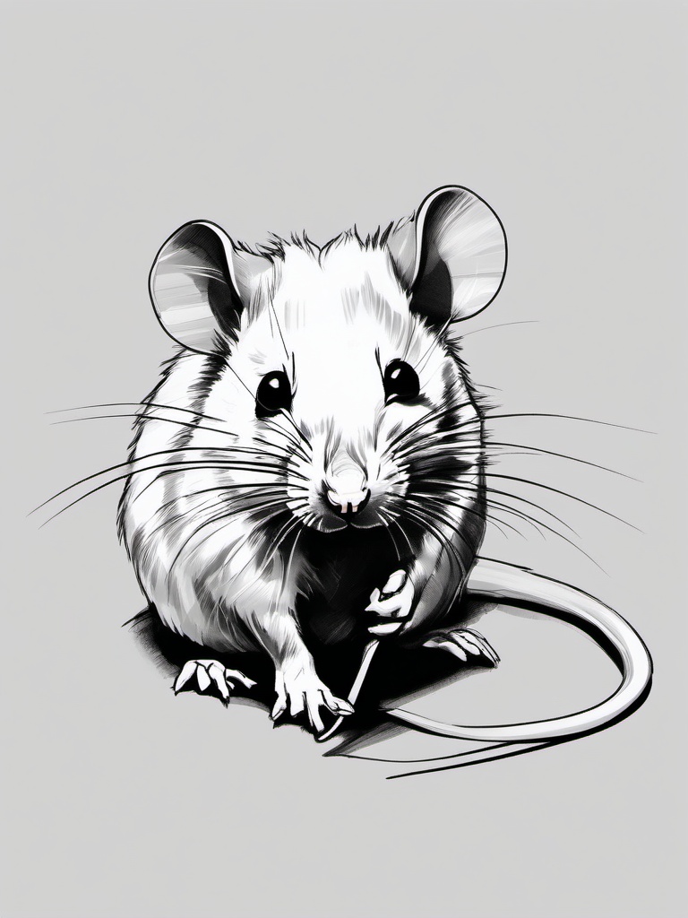 sketch of a rat  minimal rough sketch scribbles,doodles,black and white