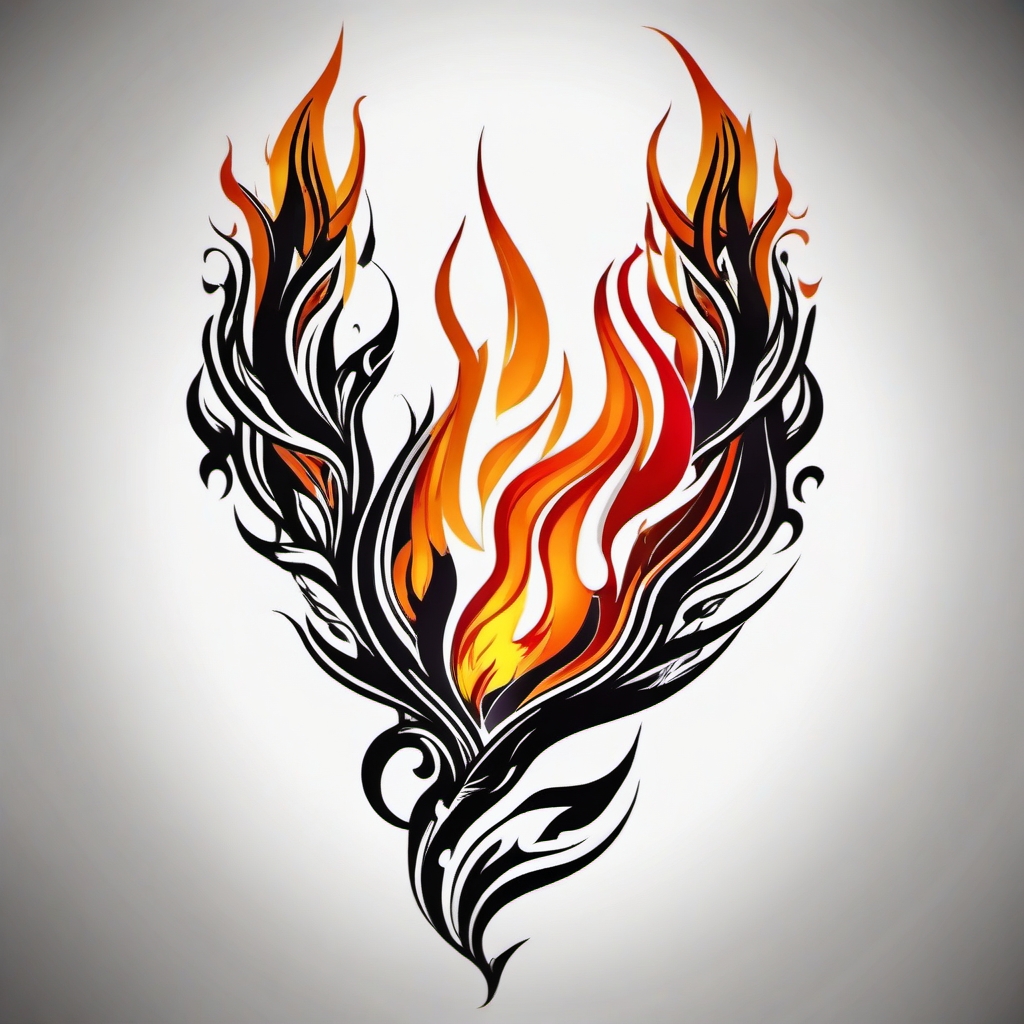 tattoo arm flames  simple color tattoo,white background