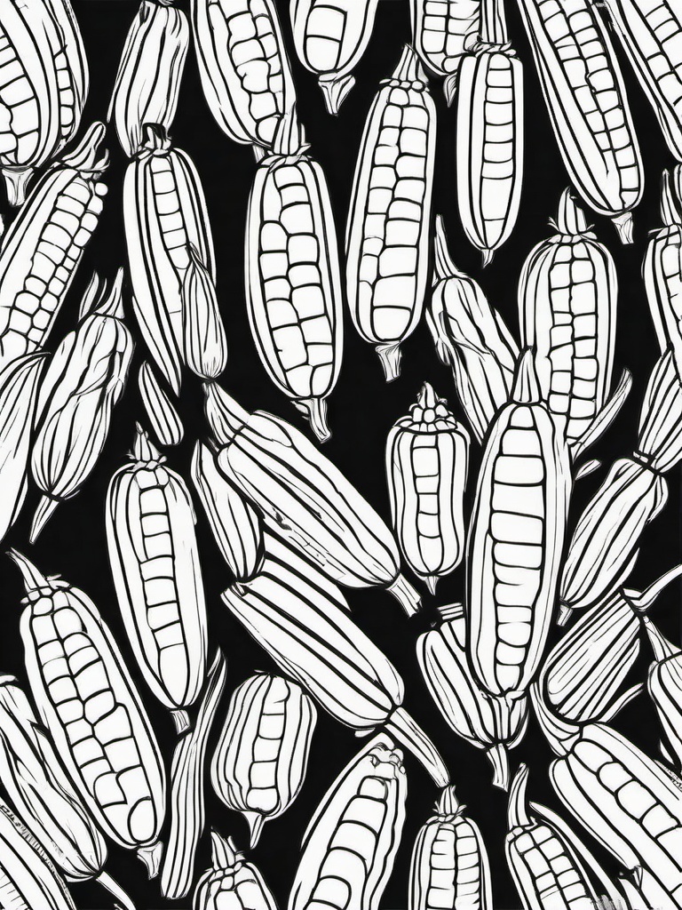 Sweet Corn Coloring Pages - Seasonal Vegetable for Thanksgiving Dinner  minimal black outline printable sheet, coloring page