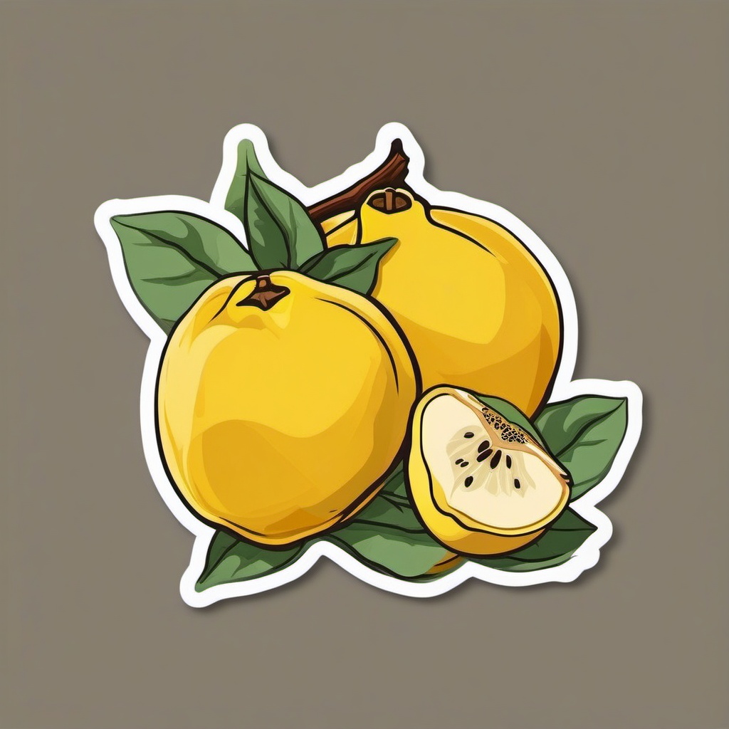 Quince Sticker - Unique and aromatic, a quince-shaped treat for your senses, , sticker vector art, minimalist design