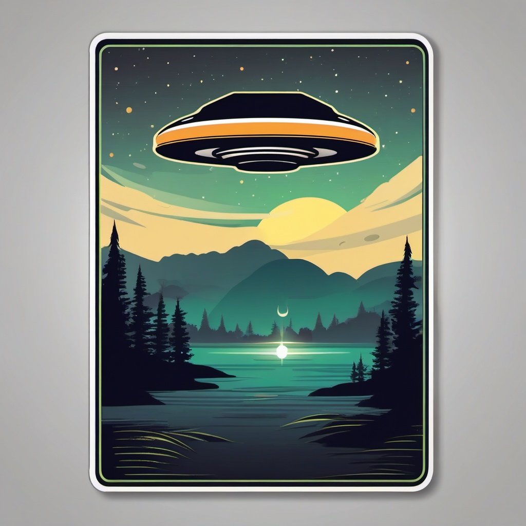 UFO Sticker - Classic unidentified flying object, ,vector color sticker art,minimal