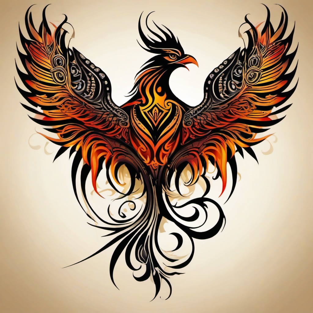 Tribal phoenix tattoo, Tattoos inspired by tribal art and featuring the mythical phoenix. , color, tattoo design