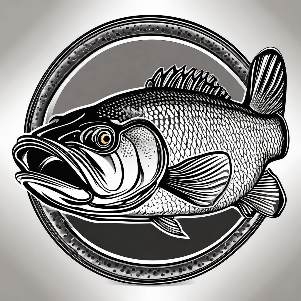 Bass fish clipart, A detailed illustration of a majestic bass fish.  simple, 2d flat