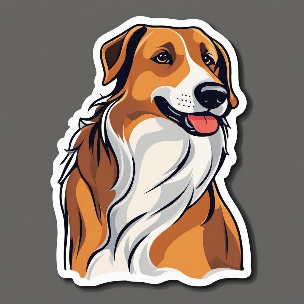 Dog Sticker - A loyal dog with a wagging tail, ,vector color sticker art,minimal