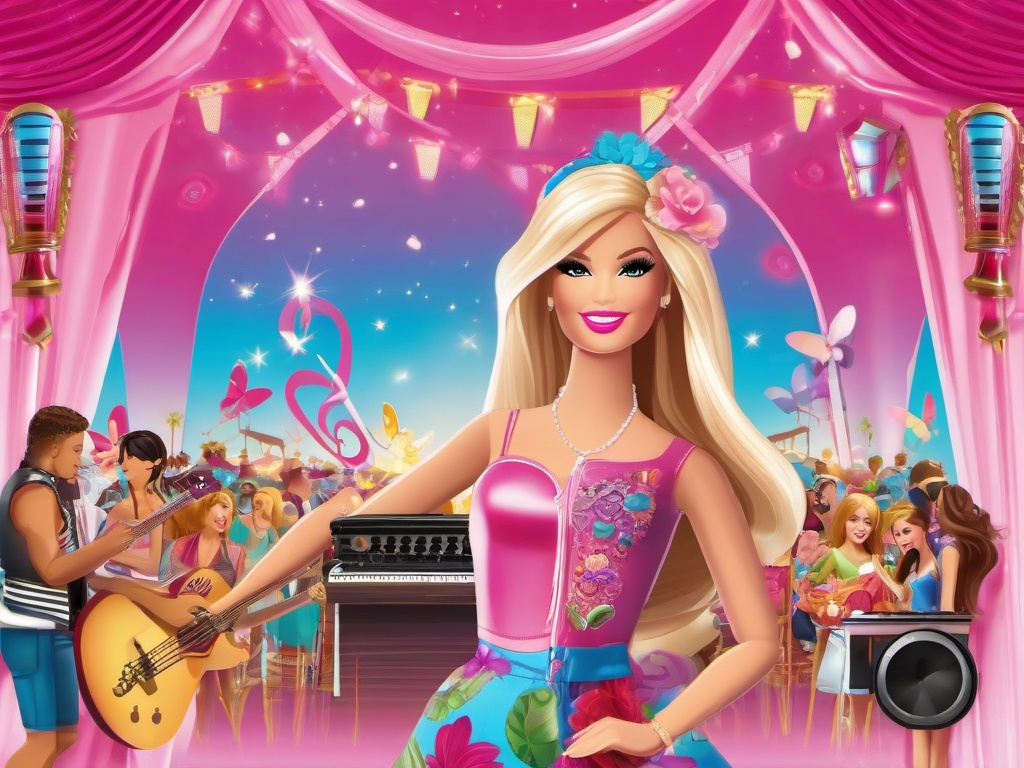 Barbie clipart - Barbie at a music festival  clipart