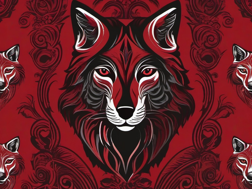 Red Wolf Wallpaper - Striking red with a wolf motif.  background wallpaper