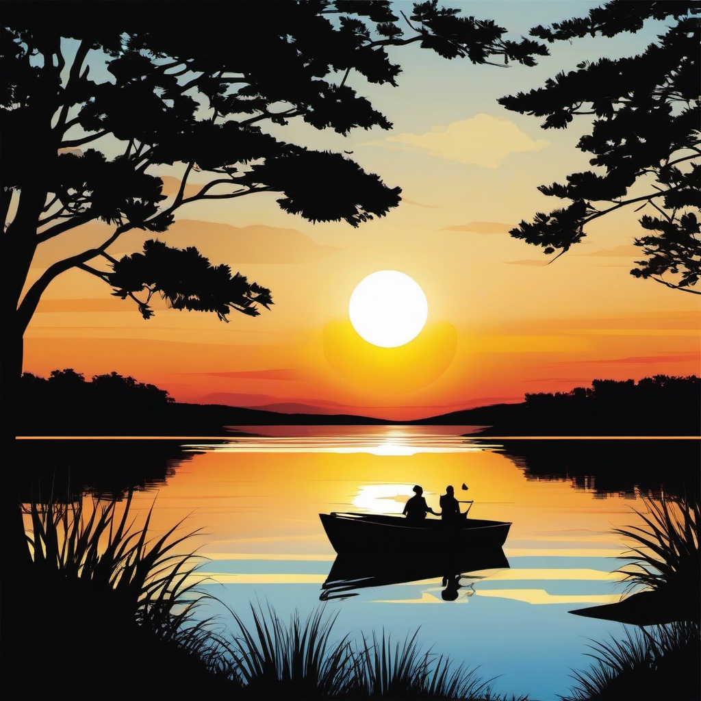 Summer clipart - summer sunset over a lake  