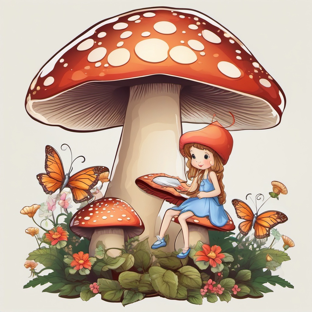 Mushroom clipart - mushroom with a fairy sitting on top  