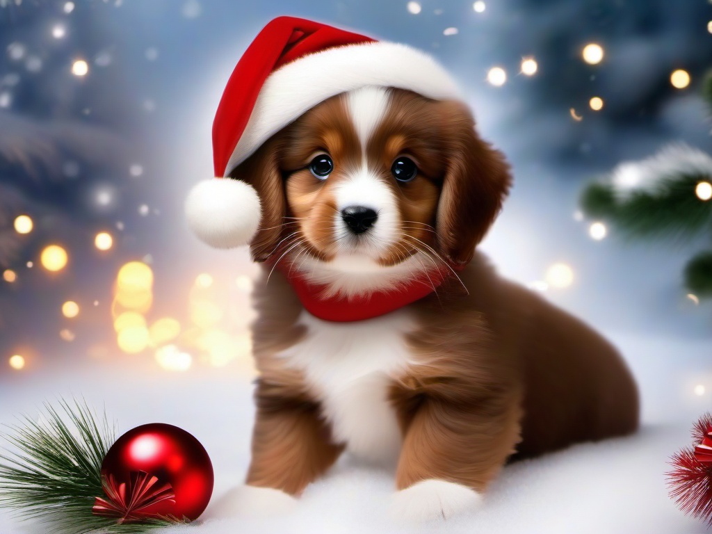 Cute Christmas Puppy Wallpaper  