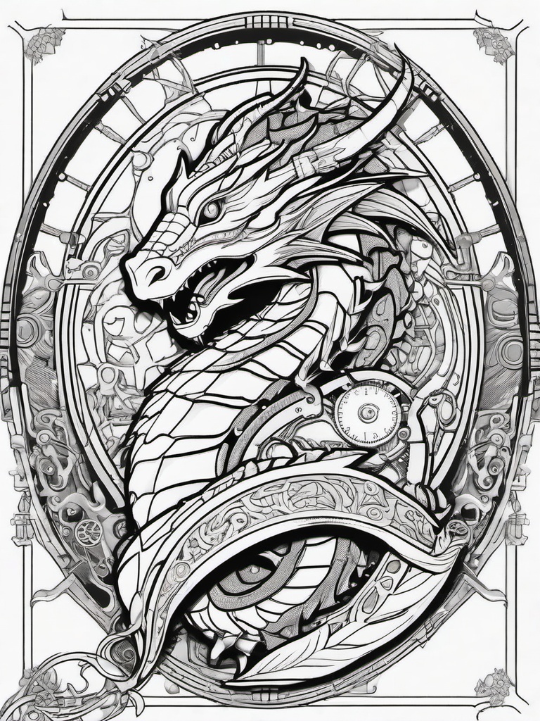 Steampunk Dragon Coloring Pages - Mechanical Dragon with Unique Features  minimal black outline printable sheet, coloring page