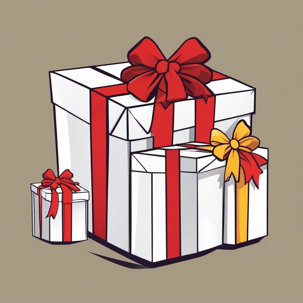 Clipart of Presents,Decorating a holiday gift wrapping guide  simple, 2d flat