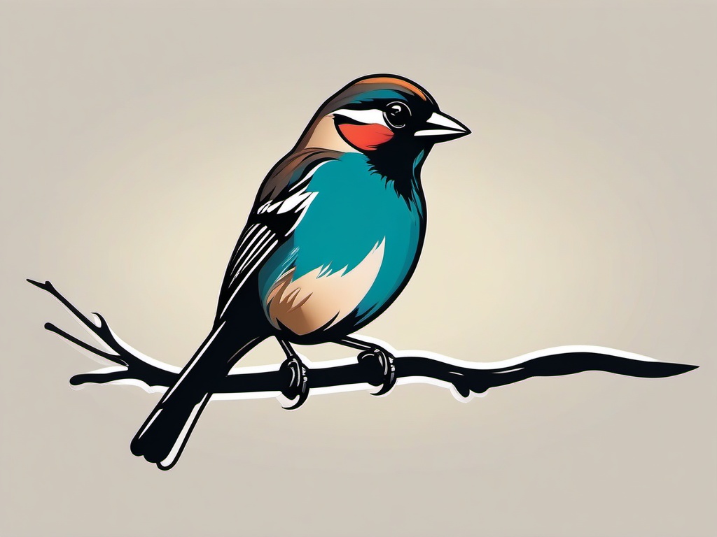 bird sparrow tattoo  minimalist color tattoo, vector